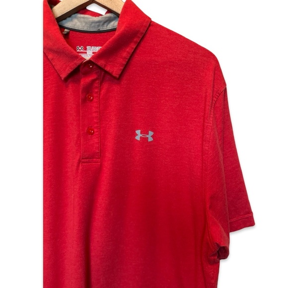 Men’s Under Armour Heat Gear Loose Fit Red Golf Polo Size XXL - Picture 2 of 5